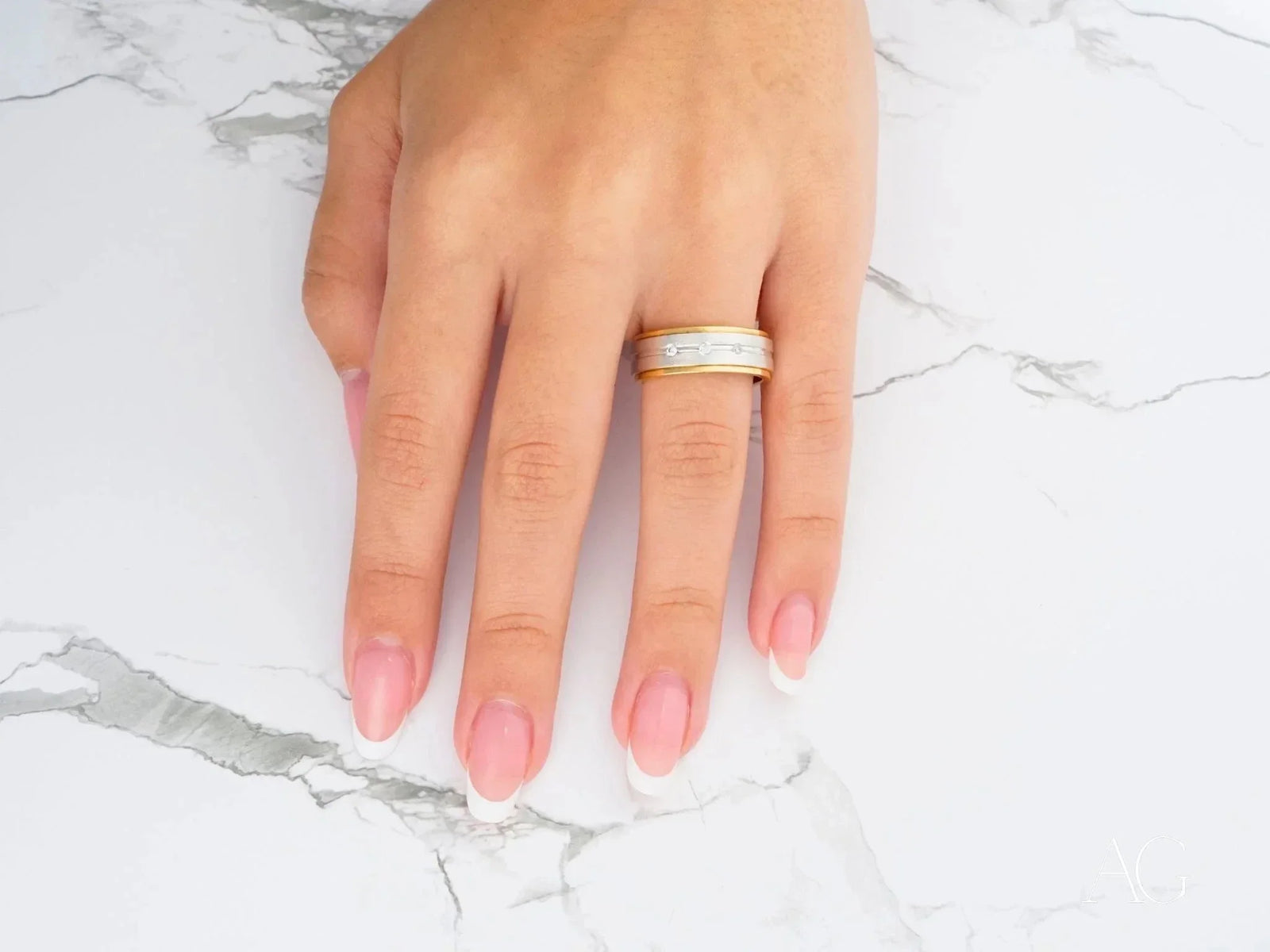 Eternal Duo gold wedding band with channel-set white diamonds