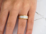 Eternal Duo gold wedding band with two-tone silver, three inset diamonds