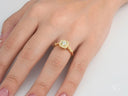 Eternal Embrace yellow gold ring with cushion diamond halo design