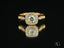 Eternal Embrace Engagement Ring with halo design, gold band, and eternal love diamond center