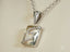 Silver necklace with 18k white gold and pale green amethyst pendant in eternal frost style
