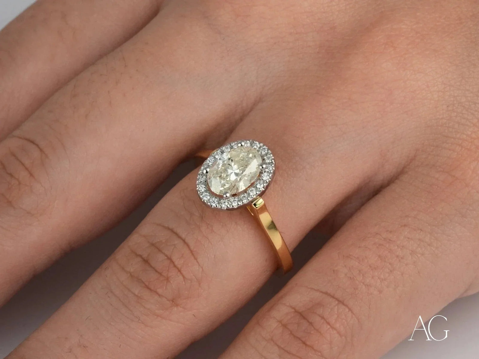 Eternal Halo Engagement Ring with Oval Diamond and Delicate Halo
