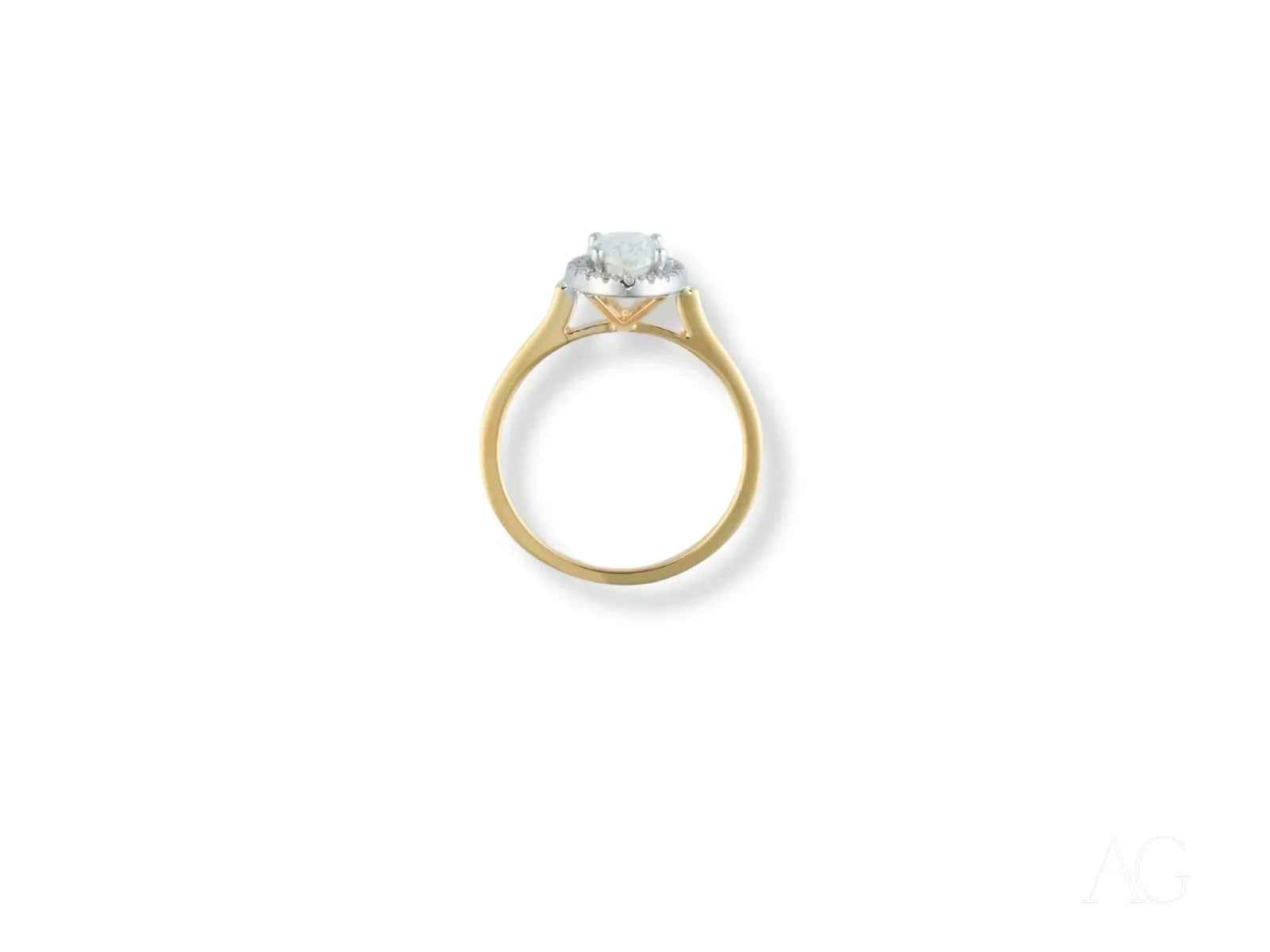Eternal halo engagement ring with oval diamond and delicate halo