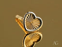 Eternal Heart Stud: 18k Gold Heart Earring with Sunburst Pattern