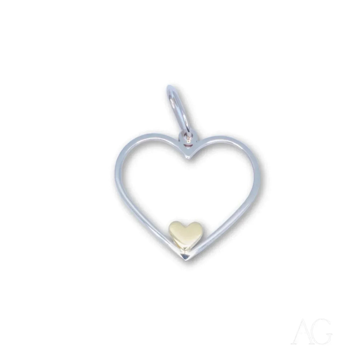Eternal Love Pendant: Silver Heart with Gold Heart Inside