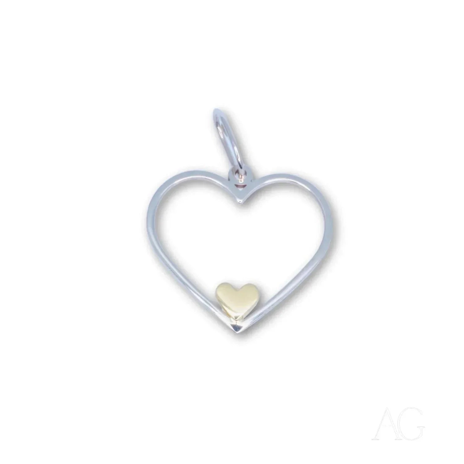 Eternal Love Pendant: Silver Heart with Gold Heart Inside