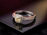 Eternal Promise two-tone gold jewelry ring with yellow diamond halo