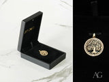 Eternal Roots Tree of Life gold pendant with gemstone ring