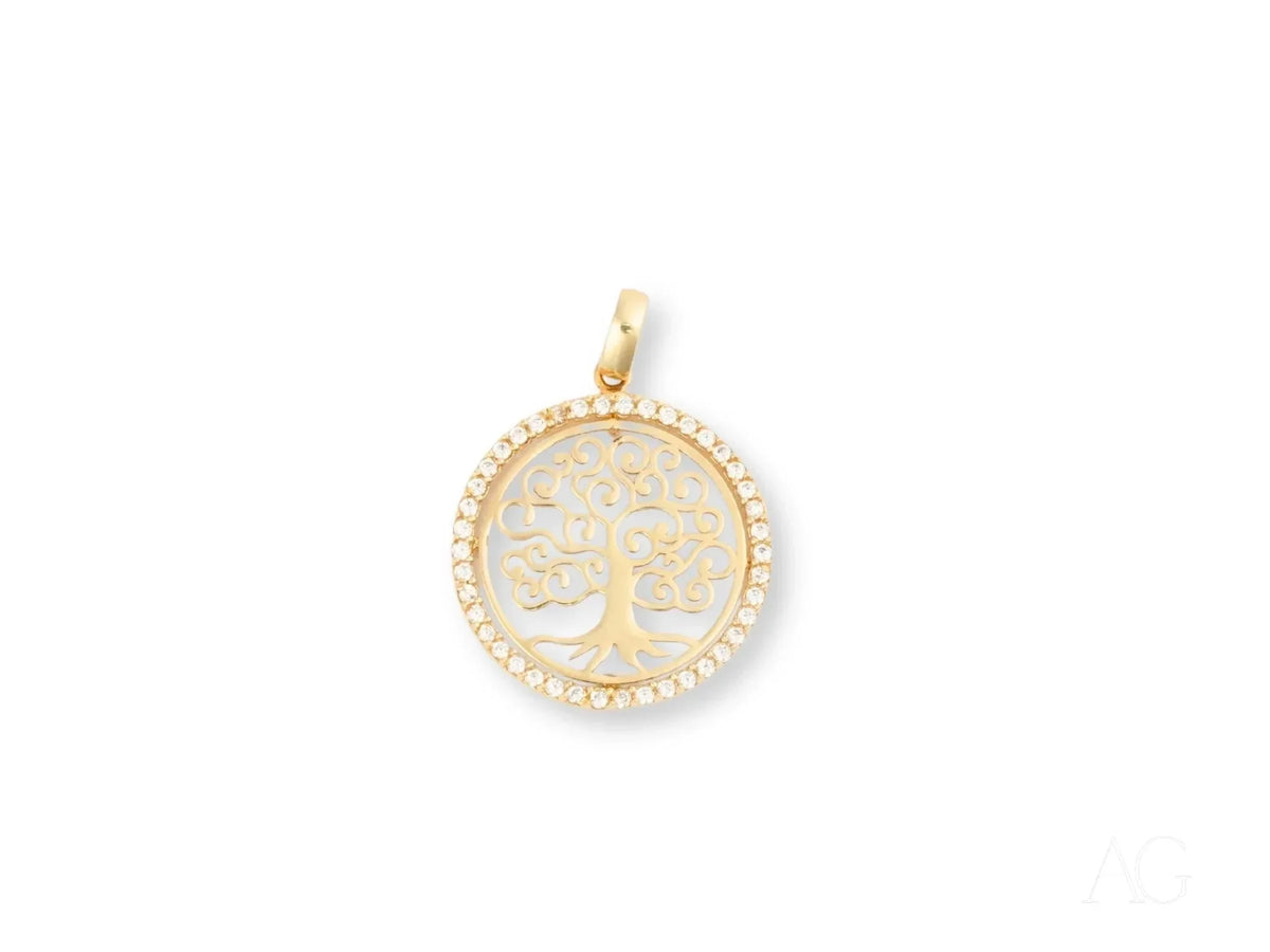Eternal Roots gold Tree of Life pendant with gemstones