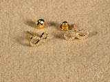 Eternal Spark 18K gold infinity CZ stud earrings with backs