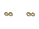 Eternal Spark 18K gold infinity CZ stud earrings with clear gems