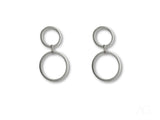 Ethereal Circles white gold dangle earrings with interconnected silver hoops