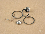 Disassembled components of Ethereal Circles 18K white gold dangle earrings