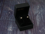 Evil Eye CZ earrings with certified 18k solid gold studs in velvet box