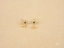 Evil Eye CZ Earrings: Certified 18k Solid Gold Studs with Stones