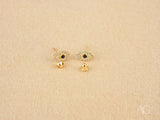 Evil Eye CZ Earrings: Certified 18k Solid Gold Studs with Stones