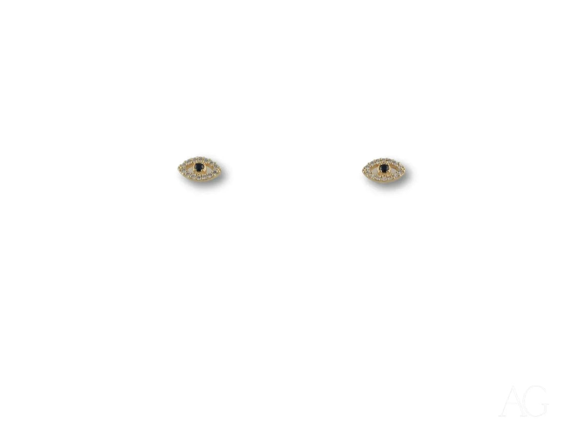 Evil eye CZ earrings in certified 18k solid art gold jewelry