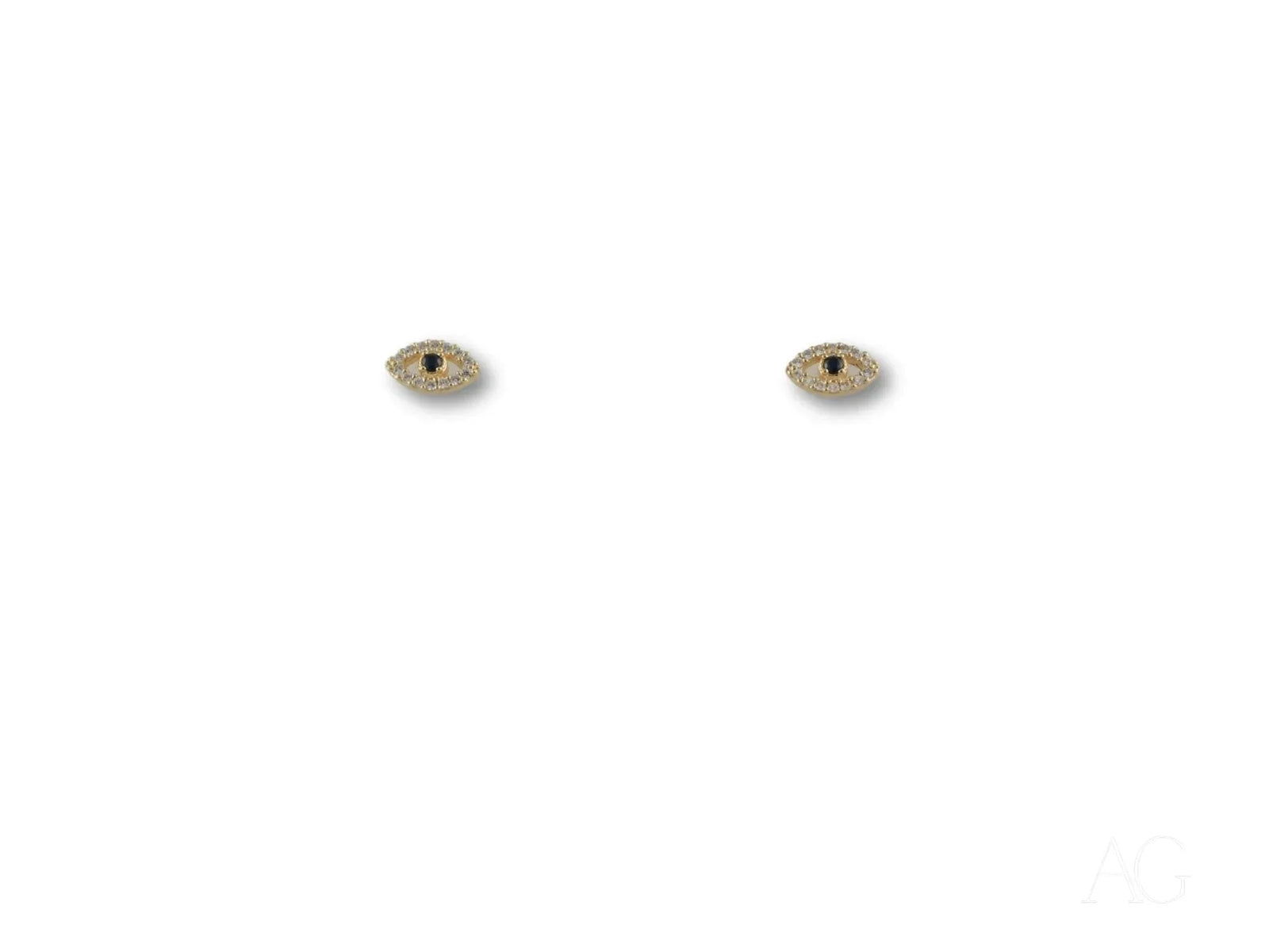Evil eye CZ earrings in certified 18k solid art gold jewelry