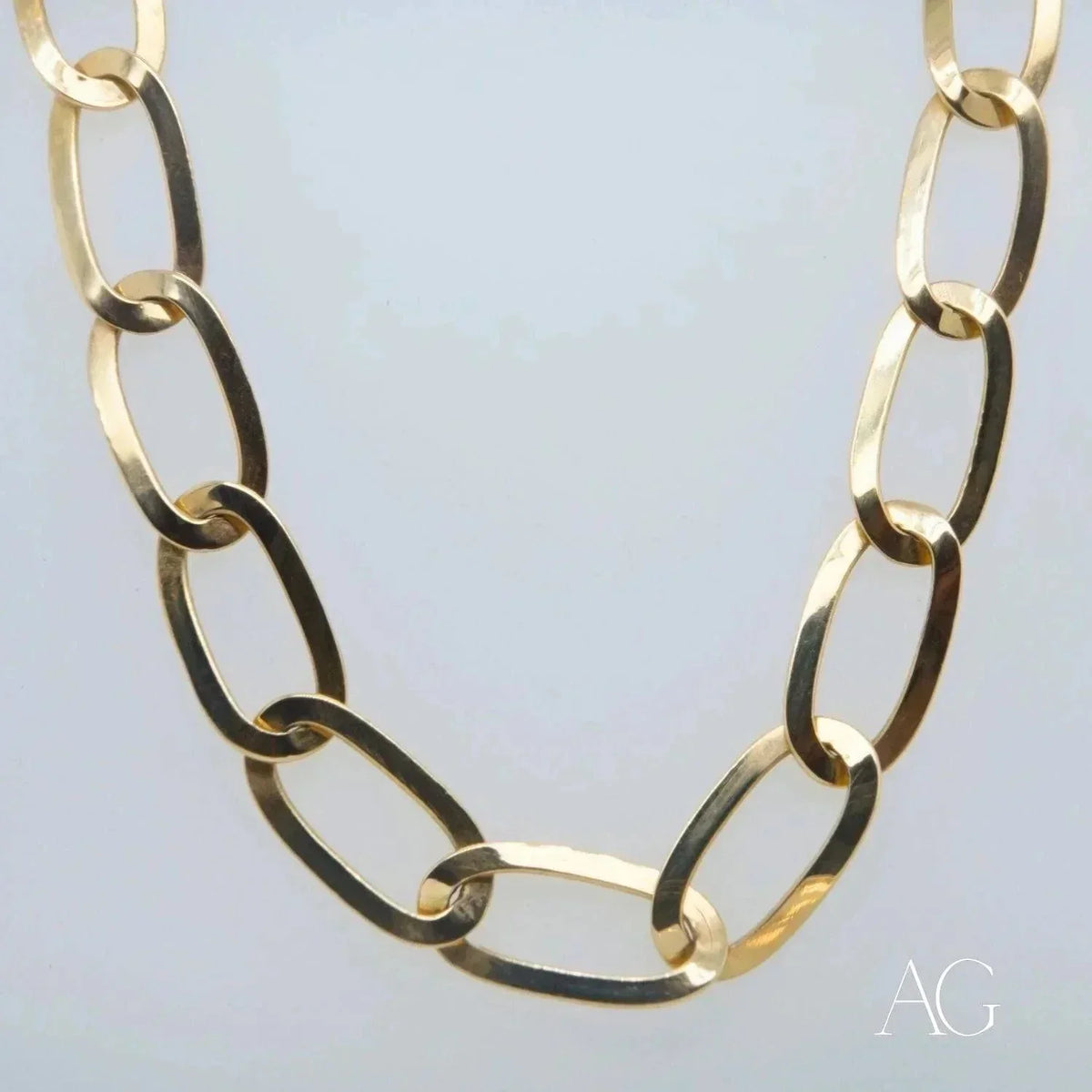 Exquisite Art Gold 18k gold chain necklace in flat-link design