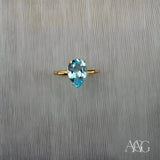 Exquisite blue topaz art gold jewelry ring in yellow gold