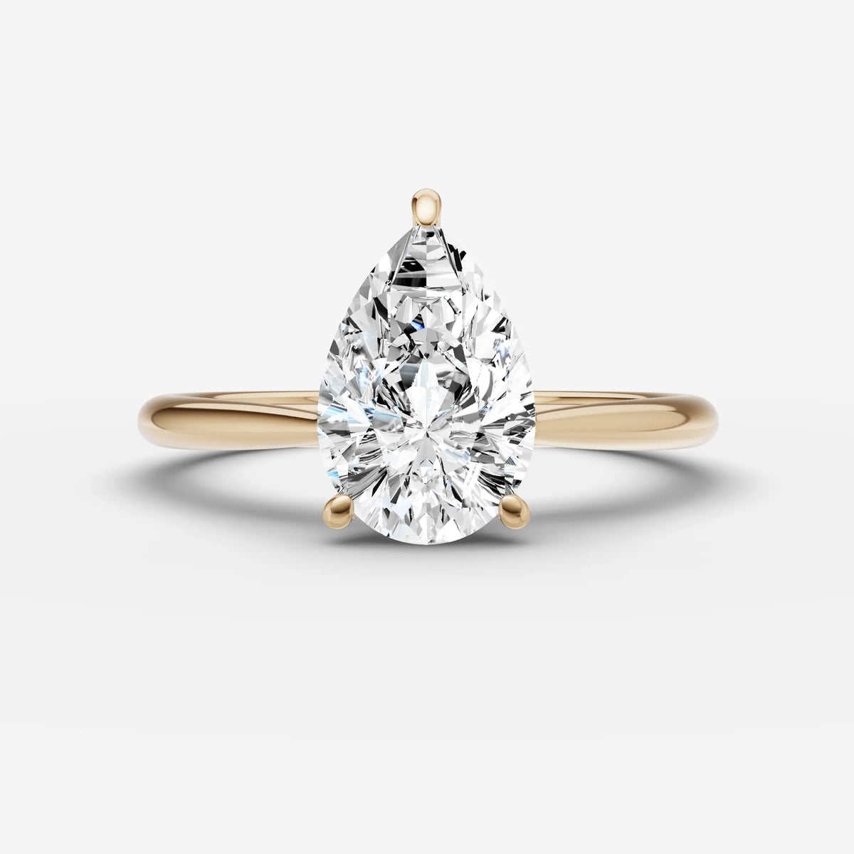 Cathedrale pear diamond setting in gold, front view