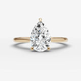 Cathedrale pear diamond setting in gold, front view