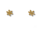 Floral Spark 18K gold CZ flower stud earrings with snowflakes