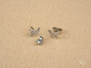 FlutterGleam white gold butterfly stud earrings with silver and cubic zirconia