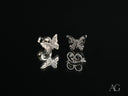 Shiny white gold butterfly stud earrings from FlutterGleam collection
