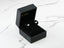 Silver butterfly stud earrings in black velvet box, part of FlutterGleam white gold butterfly jewelry collection