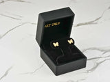 Fluttering Elegance 18K gold CZ butterfly earrings in velvet box