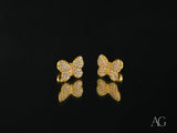 Fluttering Elegance 18K gold CZ butterfly earrings with clear gems