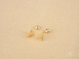 Gold geometric diamond stud earrings in certified 18k solid gold