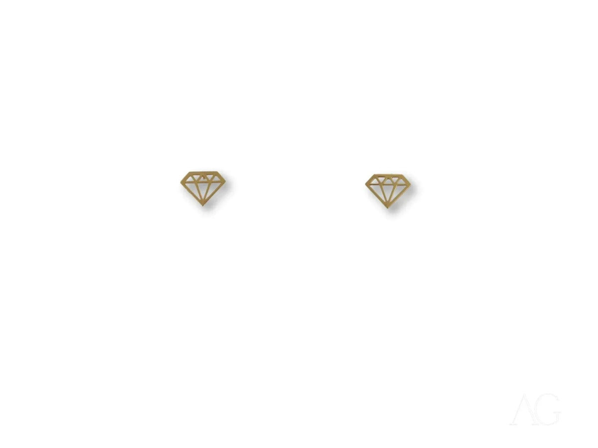 Pair of geometric diamond outline stud earrings in certified 18k solid gold