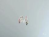 Four white gold tourmaline earrings with pink gemstones