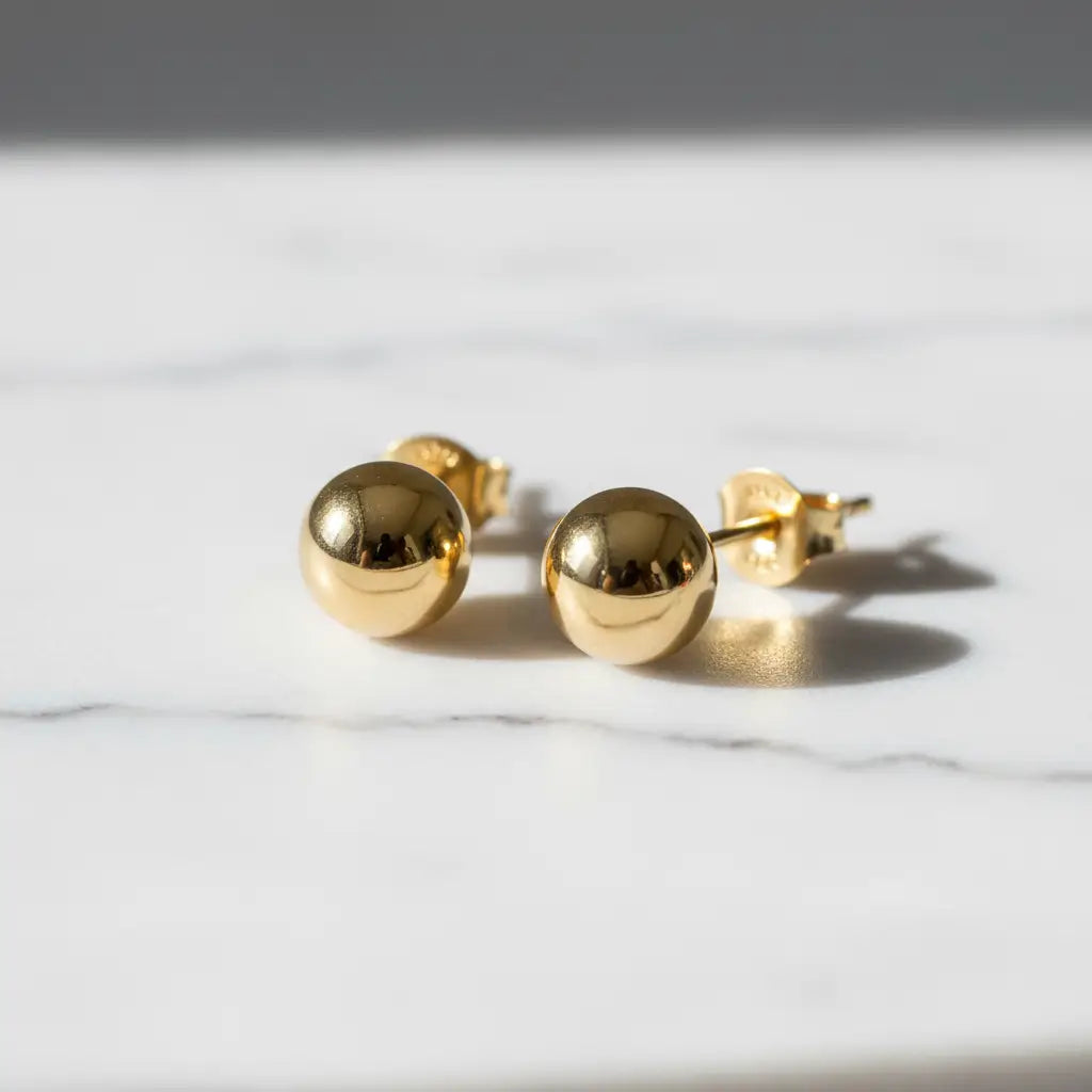 Classic Elegance – 18K Gold Ball Stud Earrings | Timeless Luxury