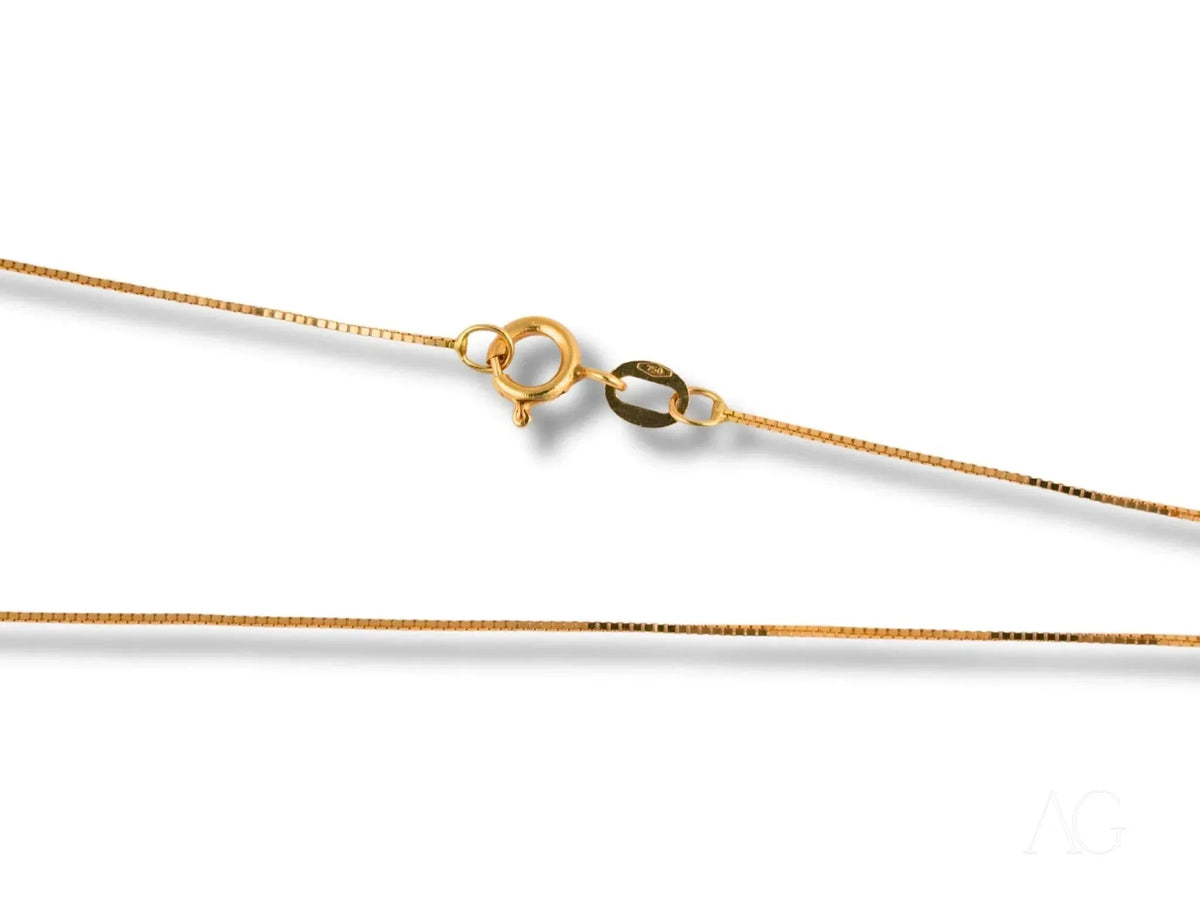 18k solid gold box chain necklace with spring ring clasp