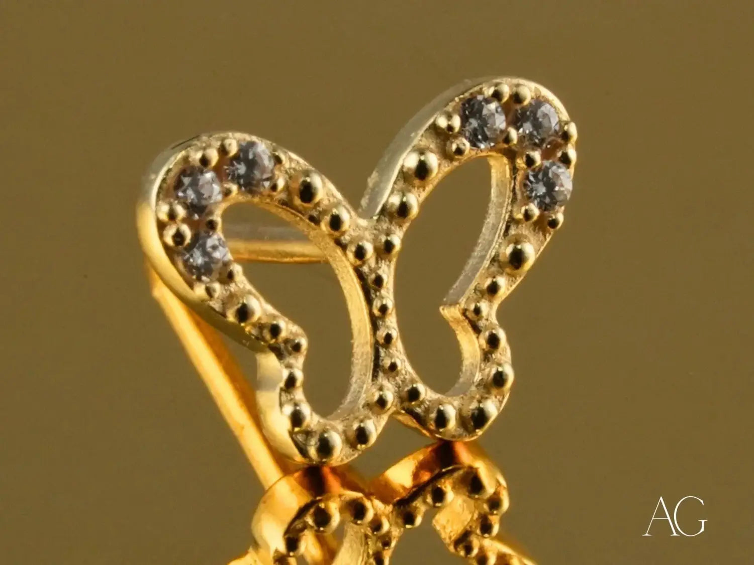 Butterfly Grace – 18K Gold CZ Butterfly Stud Earrings