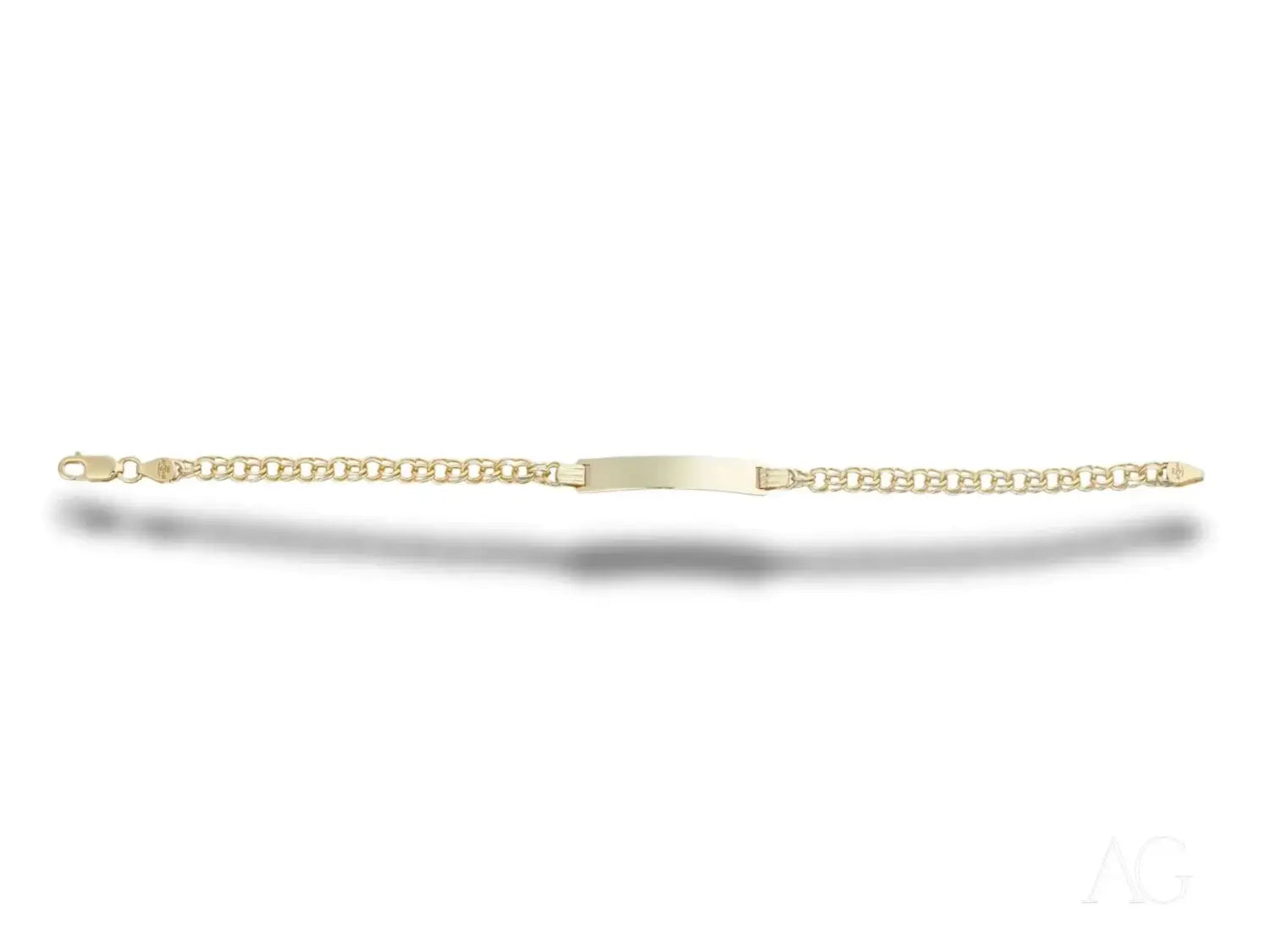 Solid 18k gold double link kids id bracelet - elegant and customizable