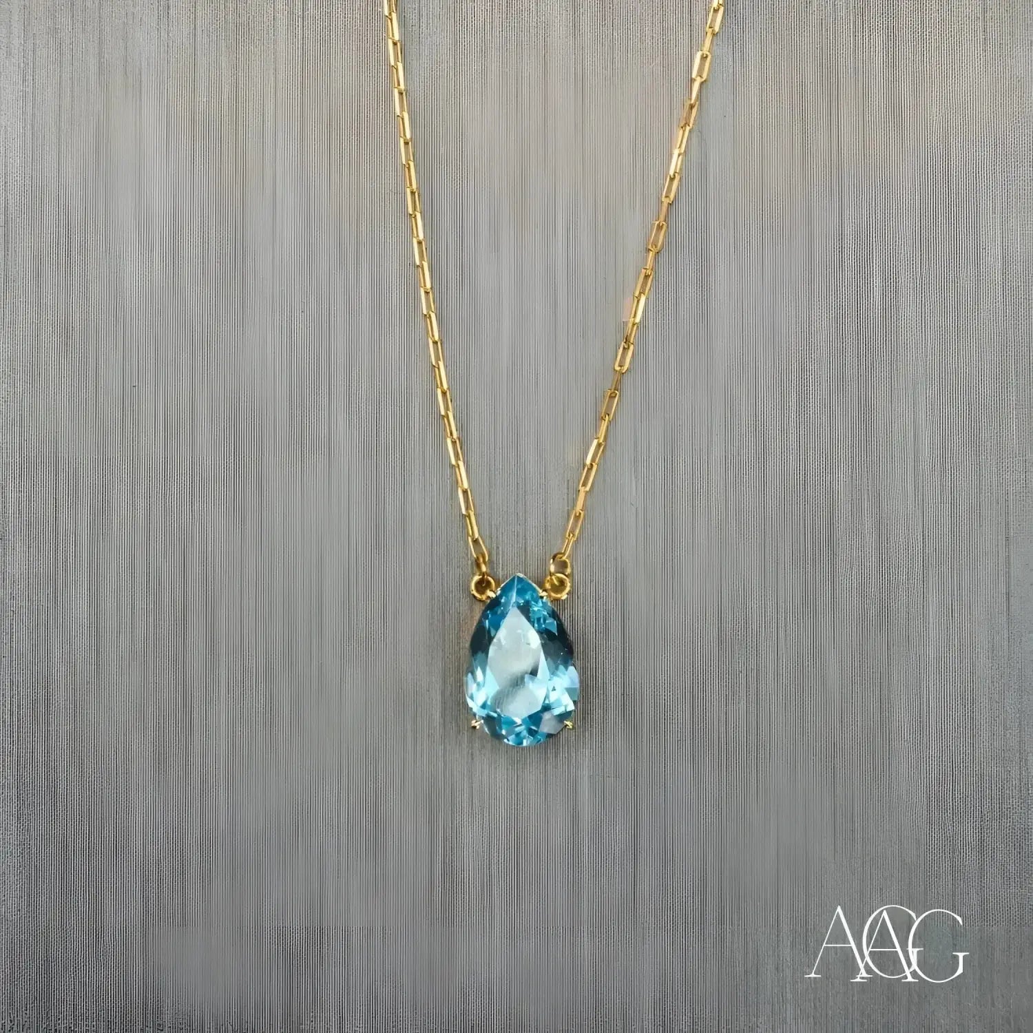 Radiant Blue Topaz 18 Carat Gold Necklace
