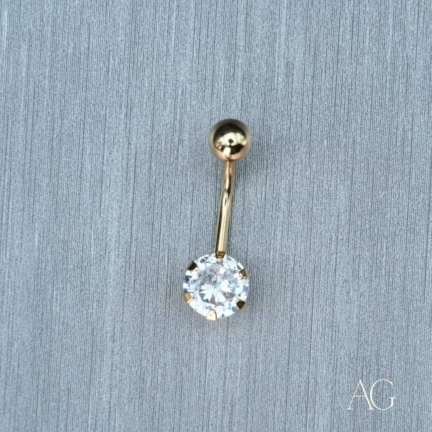 Stunning Cubic Zirconia 18k Gold Bellybutton Piercing