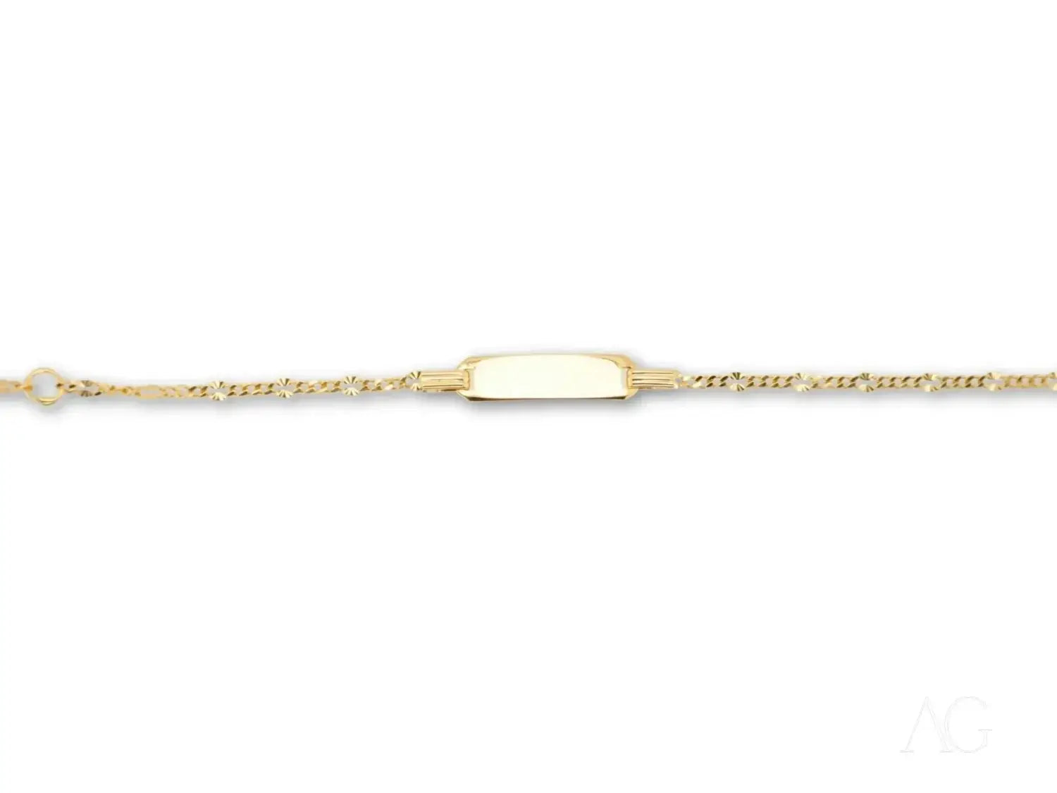 18k gold chain bracelet with rectangular nameplate