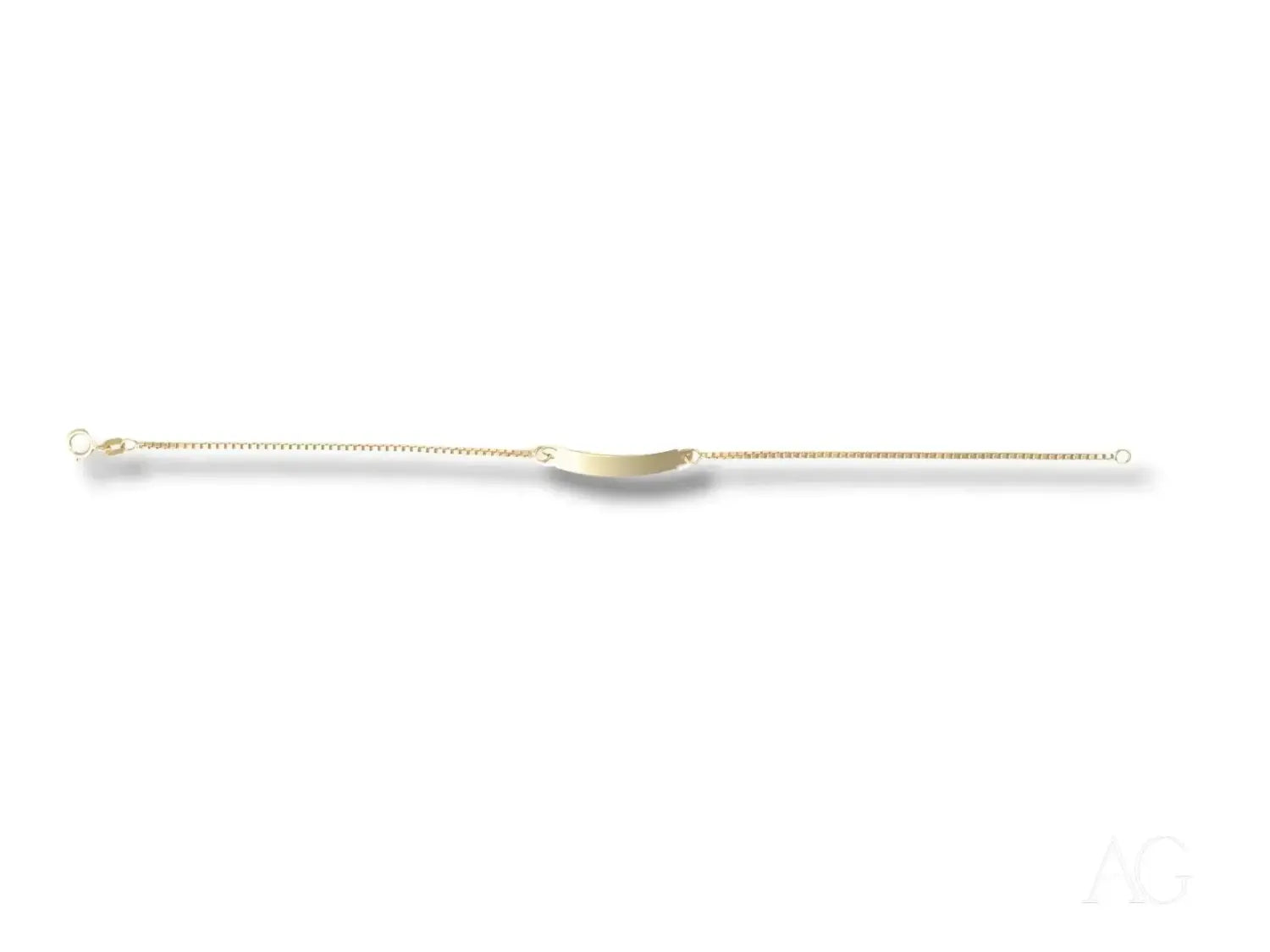 18k gold chain bracelet with custom rectangular nameplate
