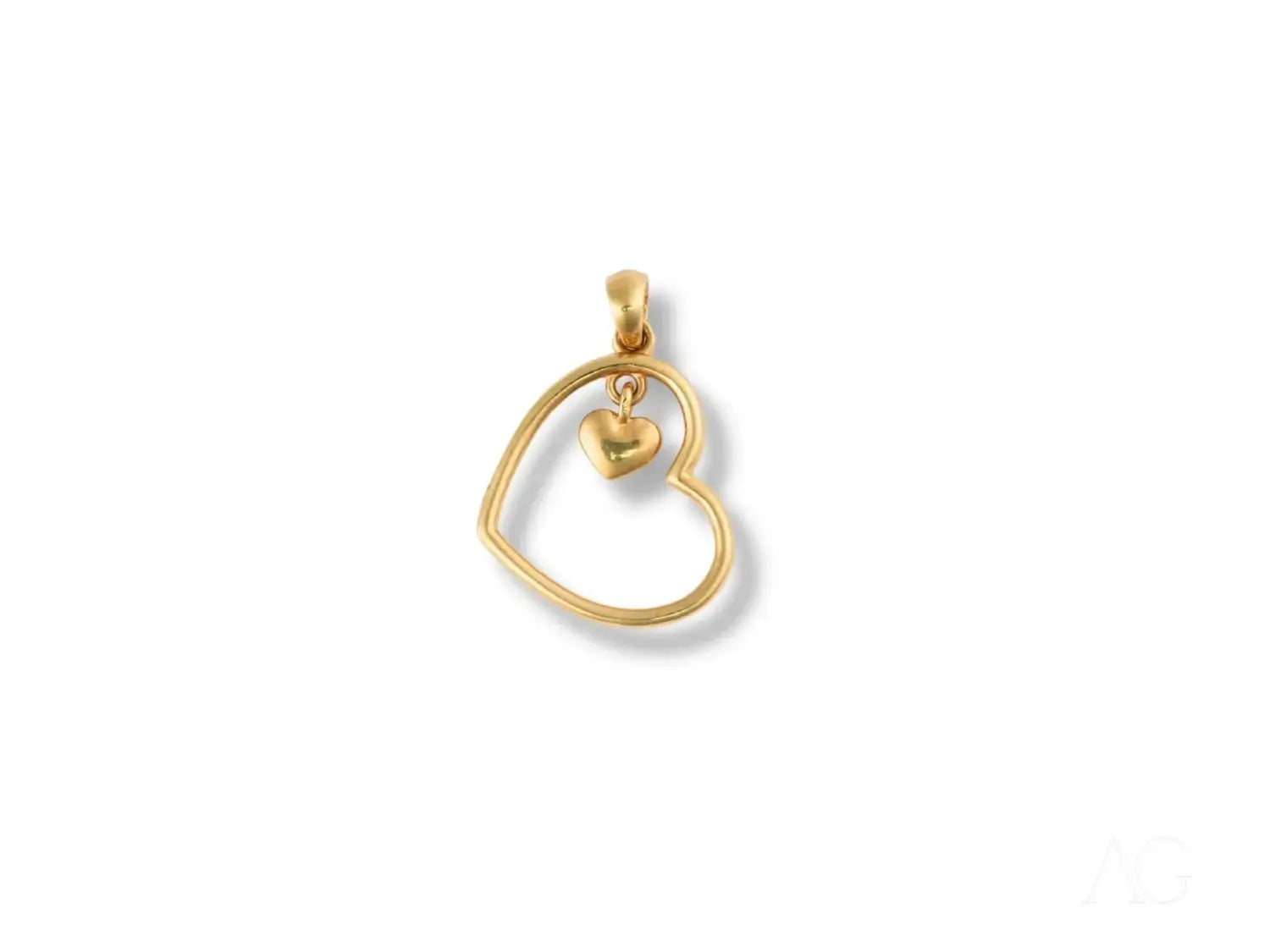 Handmade art gold heart pendant in fine jewelry collection