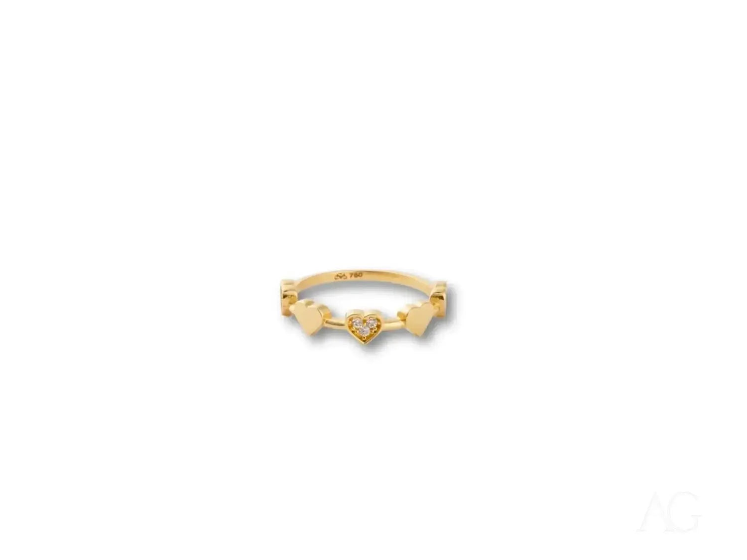 Embrace Love with Our Elegant 18k Yellow Gold CZ Heart Ring