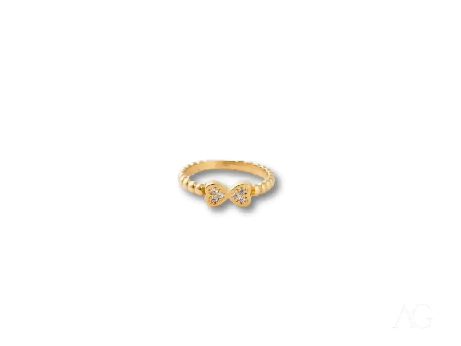 Charming 18k yellow gold bow cz ring for every occasion