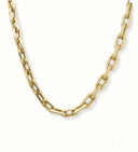 18k diamond-cut open gold chain necklace with rectangular links