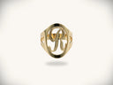 Elegant 14k gold initial letter ring with R monogram and diamond accents