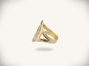 Elegant 14k gold initial letter ring with intricate triangle design