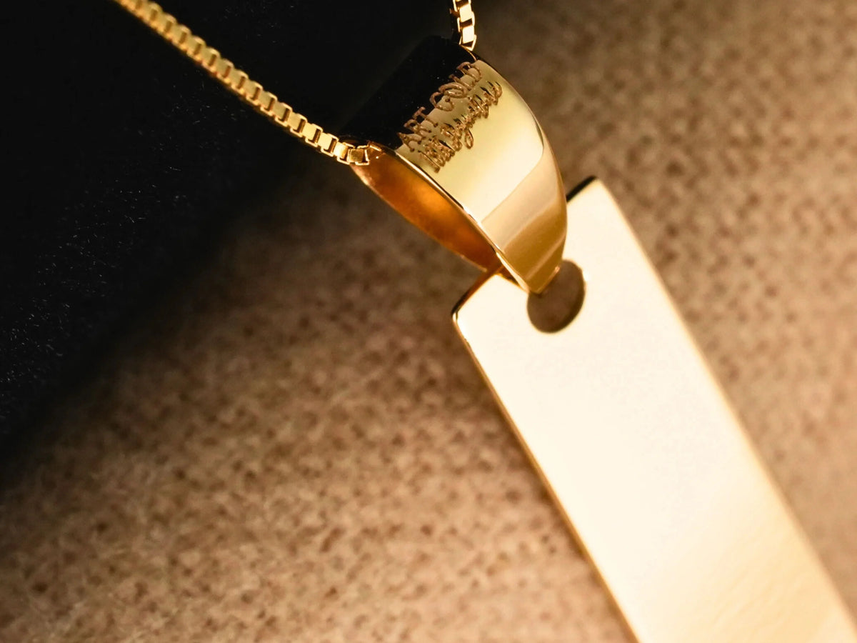 Elegant 18k solid gold heart bar pendant on delicate chain